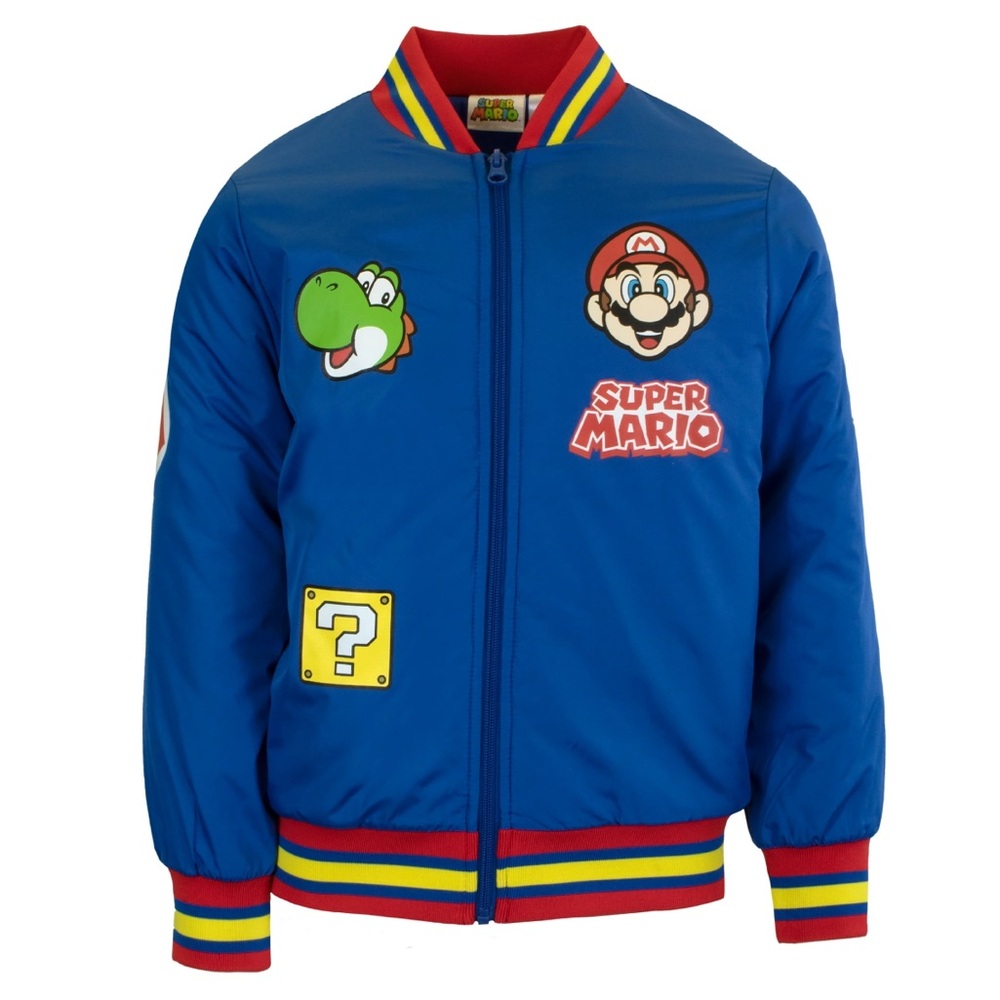 EUC Like New! Nintendo Super Mario Bomber Jacket Coat Video Gamer Blue, Size 7